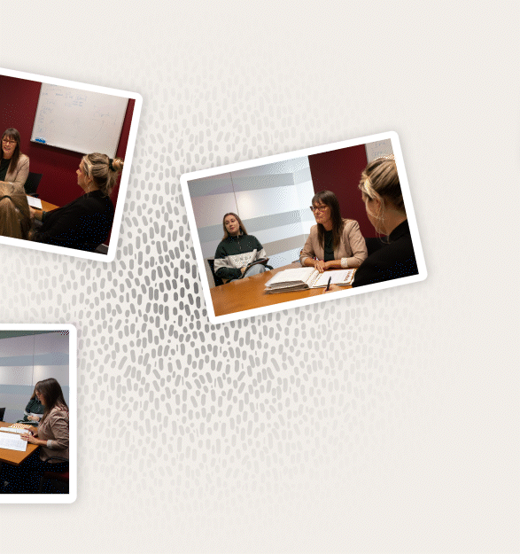 Montage of images showing Anna Copeland interacting with the SCALES clinic students