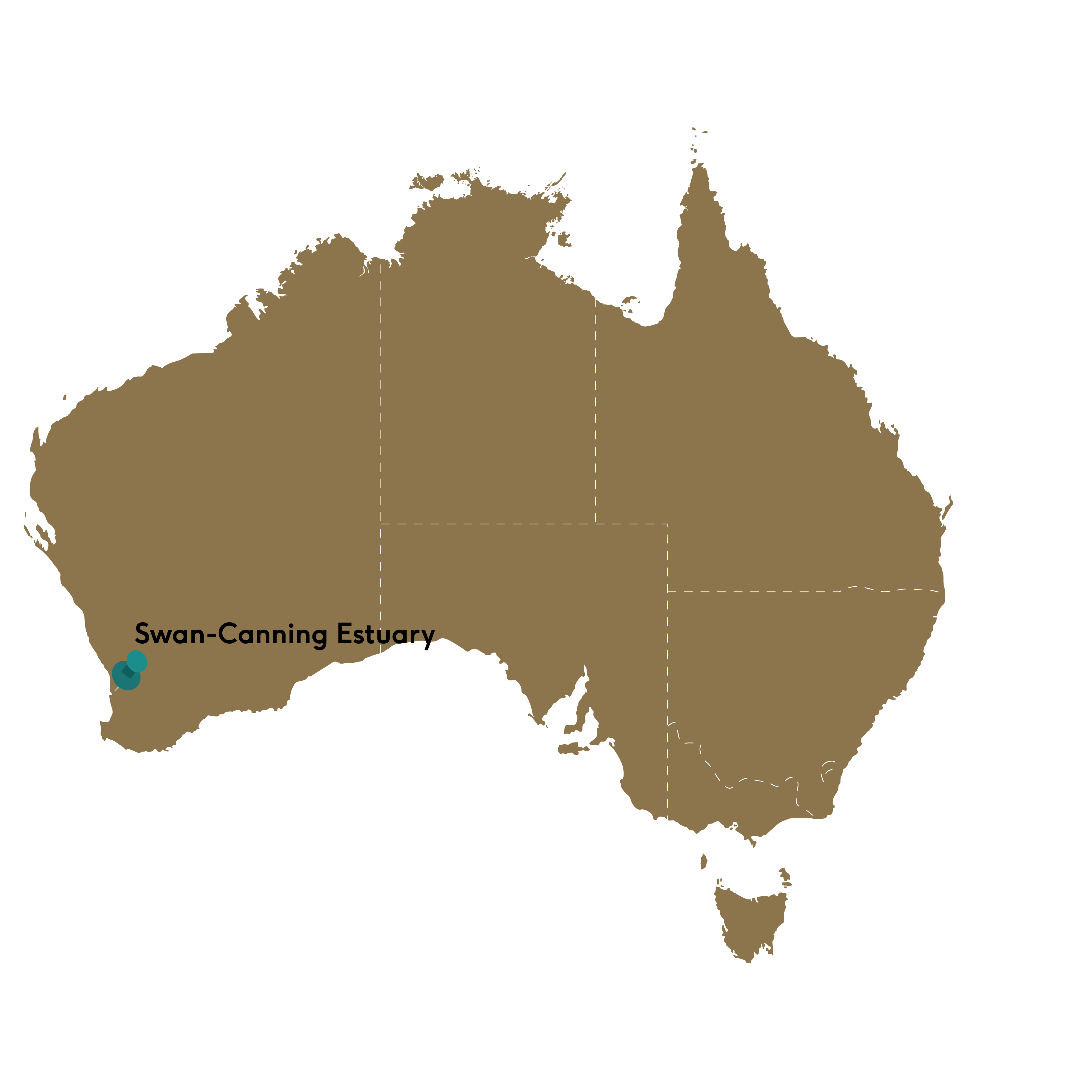 Image of Australia, showing where the Swan-Canning Estuary is located